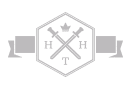 HHT-Logo: Sechseck mit Schwertern, Krone und Buchstaben HHT.